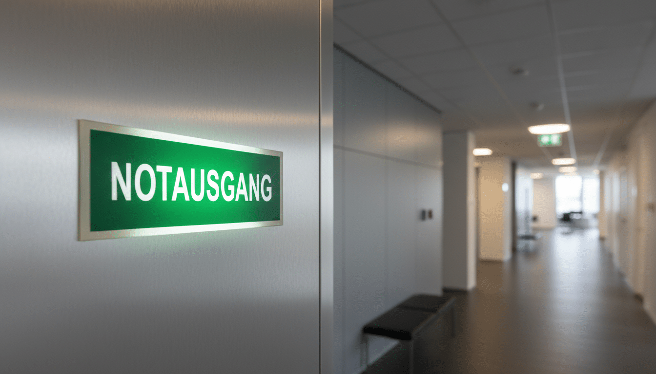 Motiv links Notausgangsschild - Südmetall Motiv links Notausgangsschild - Südmetall